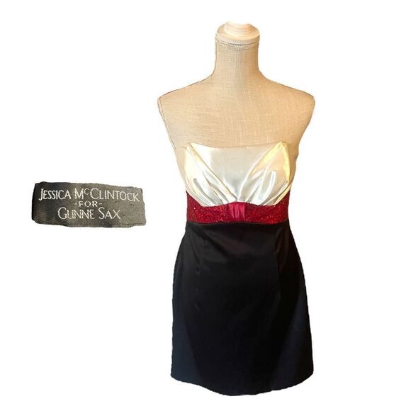 Jessica McClintock for Gunne Sax Strapless Cocktail Dress - Picture 1 of 15